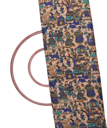 off white kalamkari print manipuri silk fabric